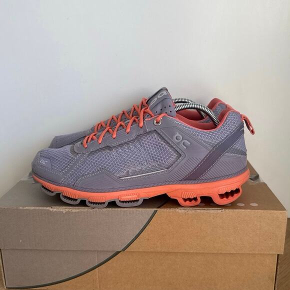 On Cloud Cloudtec Grey/Orange Women Running Sneakers - SZ 8.5 - Picture 2 of 12
